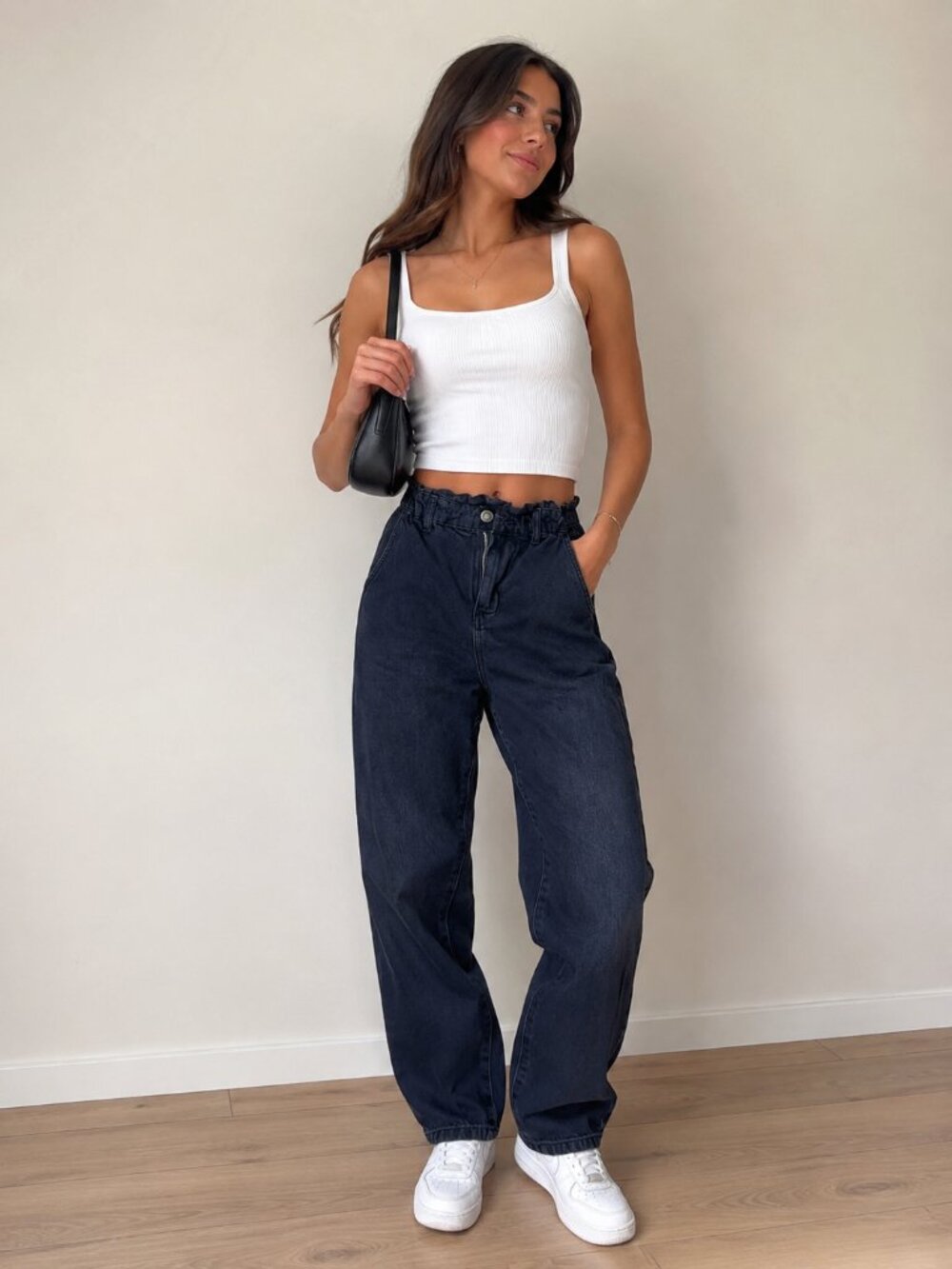 Zara Black Barrel Paperbag Jeans